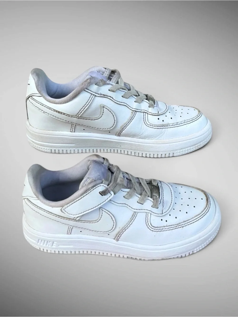 Nike Air Force 1 Low EasyOn Triple White Kids Size 13C Sneakers